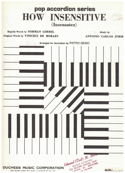 Picture of How Insensitive, Antonio Carlos Jobim, arr. Pietro Deiro, accordion solo 