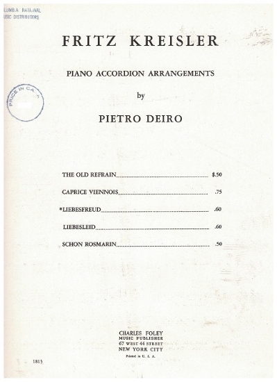Picture of Liebesfreud, Fritz Kreisler, arr. Pietro Deiro