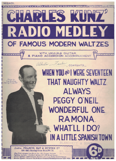 Picture of Charlie Kunz Radio Medley of Famous Modern Waltzes, piano solo sheet music