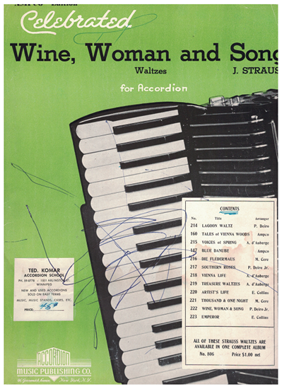 Picture of Wine Woman and Song, J. Strauss, arr. Pietro Deiro Jr. for accordion solo, sheet music