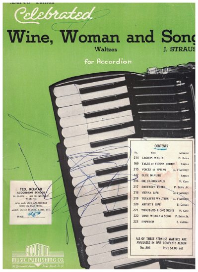 Picture of Wine Woman and Song, Johann Strauss, arr. Pietro Deiro Jr,  accordion solo sheet music