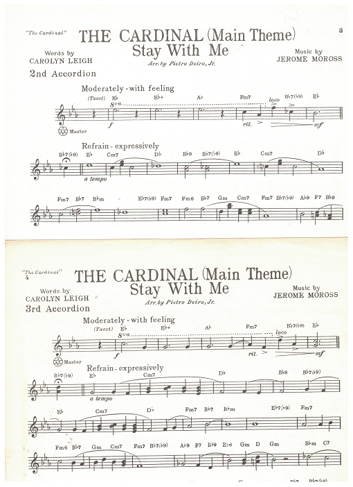 Tredwells-Music.com|The Cardinal, movie title song, Carolyn Leigh ...