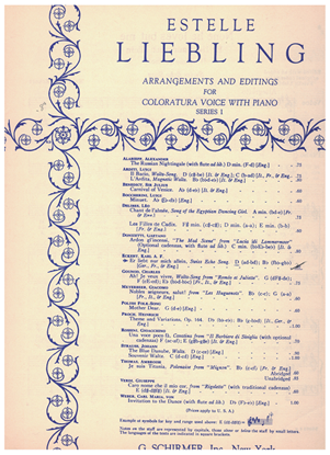 Picture of Swiss Echo Song, Karl A. F. Eckert, ed. Estelle Liebling, coloratura vocal solo