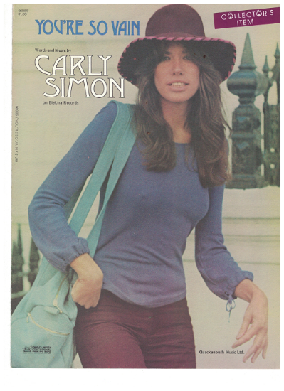 Picture of You're so Vain, written & recorded by Carly Simon, sheet music
