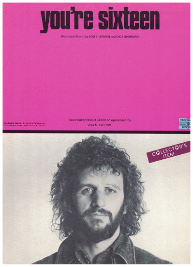 Picture of You're Sixteen, Bob & Dick Sherman, recorded by Ringo Starr, sheet music
