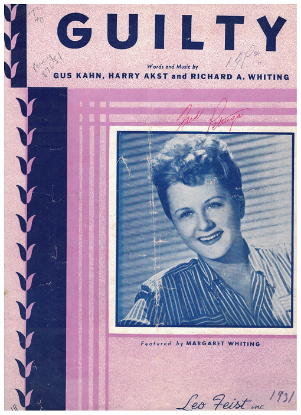 Picture of Guilty, Gus Kahn/ Harry Akst/ Richard A. Whiting, featured by Margaret Whiting, sheet music
