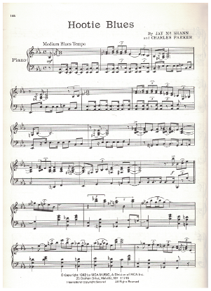 Picture of Hootie Blues, Jay McShann & Charlie Parker, piano solo, pdf copy