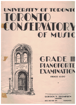 Picture of 1935, Royal Conservatory of Music, Grade  3 Piano Exam Book, 1935 Edition, University of Toronto, sheet music folio
