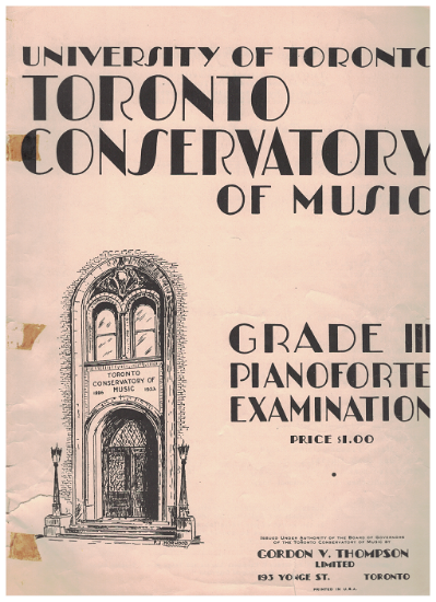 Picture of 1935, Royal Conservatory of Music, Grade  3 Piano Exam Book, 1935 Edition, University of Toronto, sheet music folio