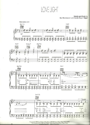 Picture of Love Light, Burt Bacharach & Carol Bayer Sager, recorded by Barbra Streisand, sheet music