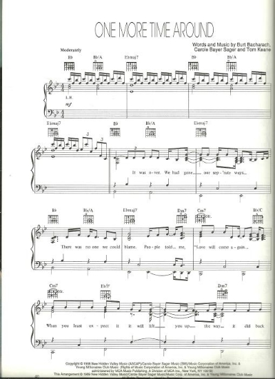 Picture of One More Time Around, Burt Bacharach/Carol Bayer Sager/Tom Keane, sung by Barbra Streisand, sheet music