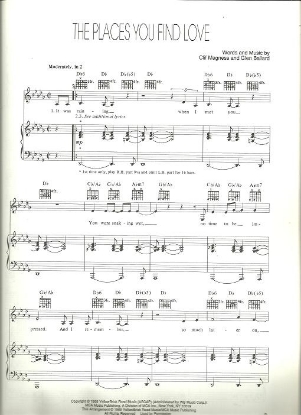 Picture of The Places You Find Love, Clif Magness & Glen Ballard, sung by Barbra Streisand, sheet music