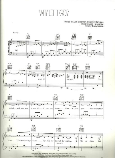 Picture of Why Let it Go, Alan & Marilyn Bergman & Alan Hawkshaw, sung by Barbra Streisand, sheet music