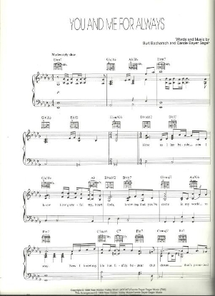 Picture of You and Me for Always, Burt Bacharach & Carol Bayer Sager, sung by Barbra Streisand, sheet music
