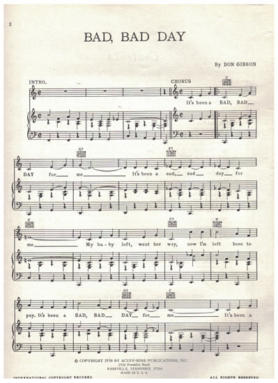 Picture of Bad Bad Day, written & recorded by Don Gibson
