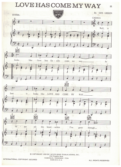 Picture of Love Has Come My Way, written & recorded by Don Gibson