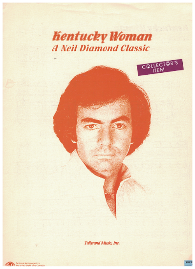 Picture of Kentucky Woman, written & recorded by Neil Diamond, sheet music