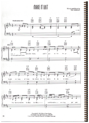 Picture of Make it Last, Eric Andersen, sheet music, pdf copy