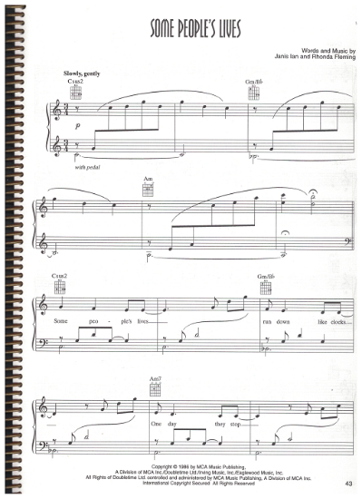 Picture of Some People's Lives, Janis Ian & Rhonda Fleming, recorded by Janis Ian, ssheet music