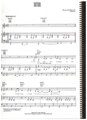 Picture of Tattoo, written & recorded by Janis Ian, sheet music, pdf copy
