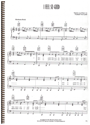 Picture of I Feel So Good, written & recorded by Richard Thompson, sheet music, pdf copy