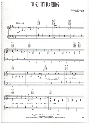 Picture of I've Got That Old Feeling, written & recorded by Sidney L. Cox, sheet music