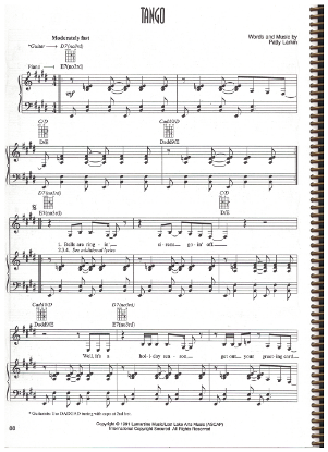 Picture of Tango, written & recorded by Patty Larkin, sheet music