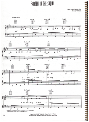 Picture of Frozen in the Snow, written & recorded by David Wilcox, sheet music, pdf copy