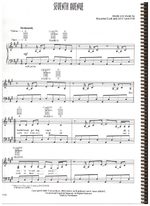 Picture of Seventh Avenue, John Leventhal, recorded by Roseanne Cash, sheet music, pdf copy