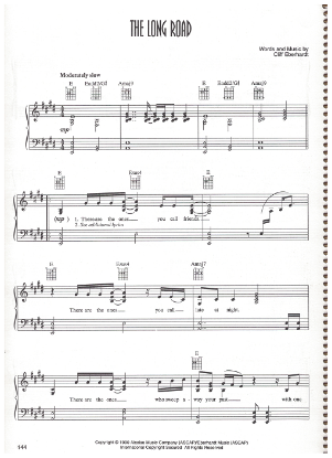 Picture of The Long Road, written & recorded by Cliff Eberhardt, sheet music