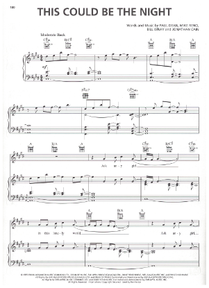 Picture of This Could Be the Night, Paul Dean/Mike Reno/ Bill Wray/ Jonathan Cain, recorded by Loverboy, sheet music