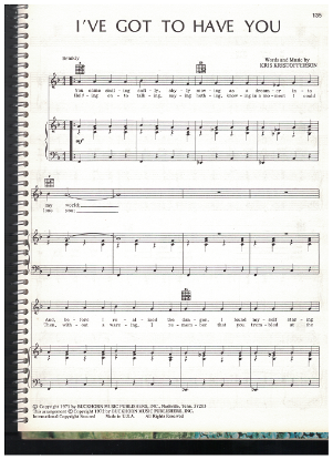 Picture of I've Got to Have You, written & recorded by Kris Kristofferson, sheet music