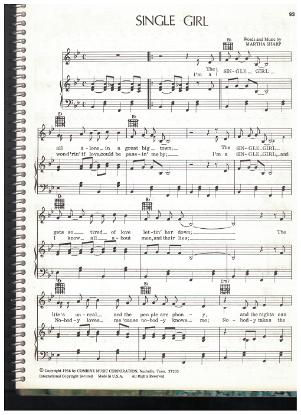 Picture of Single Girl, Martha Sharp, recorded by Sandy Posey, sheet music