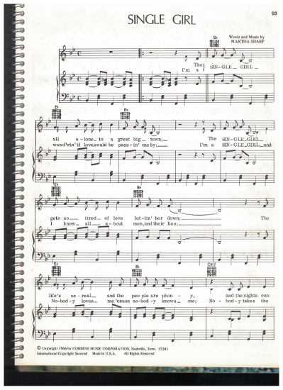Picture of Single Girl, Martha Sharp, recorded by Sandy Posey, sheet music