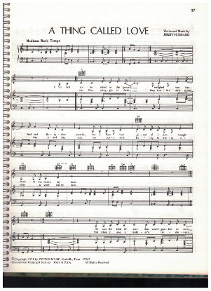 Picture of A Thing Called Love, Jerry Hubbard, recorded by both Johnny Cash & Elvis Presley, sheet music