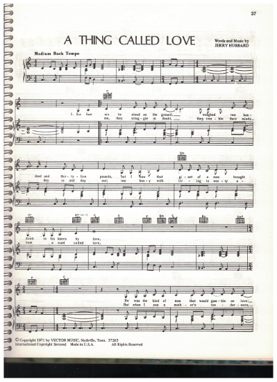 Picture of A Thing Called Love, Jerry Hubbard, recorded by both Johnny Cash & Elvis Presley, sheet music
