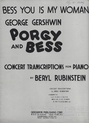 Picture of Bess You Is My Woman, George Gershwin, concert transcription by Beryl Rubinstein, piano solo sheet music