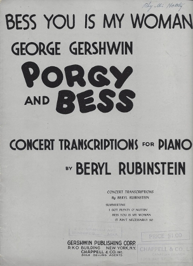Picture of Bess You Is My Woman, George Gershwin, concert transcription by Beryl Rubinstein, piano solo sheet music