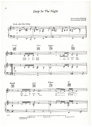 Picture of Deep in the Night, Eve Merriam & Helen Miller, recorded by Barbra Streisand, sheet music