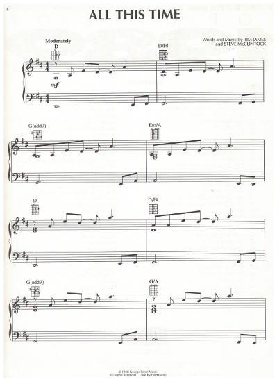 Picture of All This Time, Tim James & Steve McClintock, recorded by Tiffany, sheet music