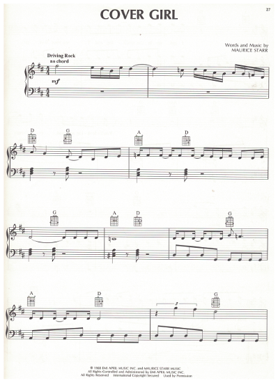 Picture of Cover Girl, Maurice Starr, recorded by New Kids on the Block, sheet music