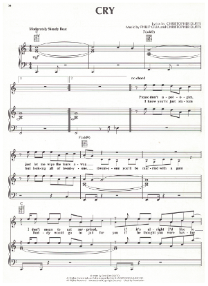 Picture of Cry, Philip Celia & Chris Duffy, recorded by Waterfront, sheet music