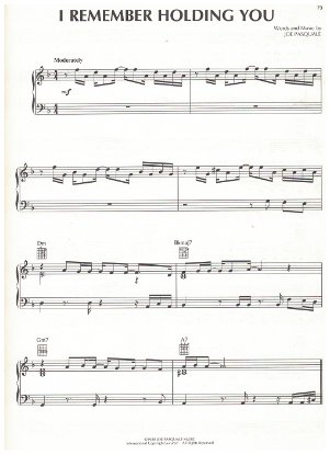 Picture of I Remember Holding You, Joe Pasquale, recorded by Boys Club, sheet music