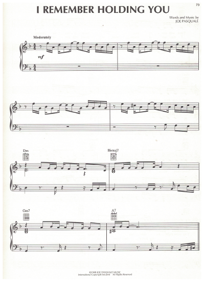 Picture of I Remember Holding You, Joe Pasquale, recorded by Boys Club, sheet music