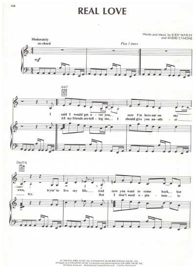 Picture of Real Love, Jody Watley & Andre Cymone, sheet music