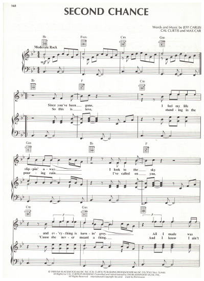 Picture of Second Chance, Jeff Carlisi/ Cal Curtis/ Max Carl, recorded by Thirty Eight Special, sheet music