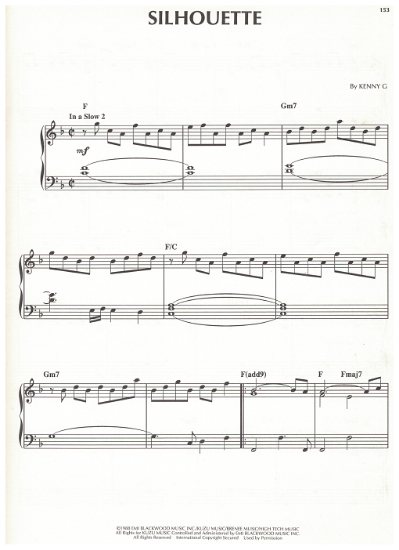 Picture of Silhouette, written & recorded by Kenny G, sheet music