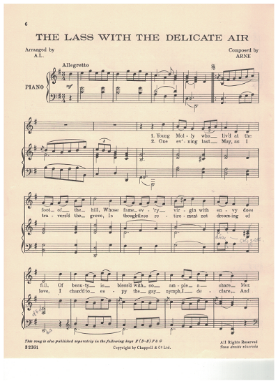 Picture of The Lass With the Delicate Air, Thomas Arne, soprano solo
