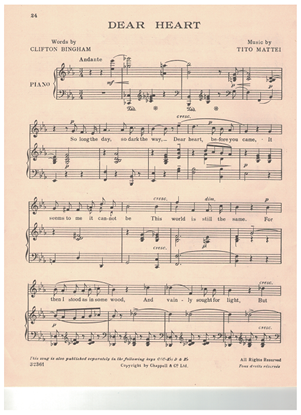 Picture of Dear Heart, Clifton Bingham & Tito Mattei, soprano solo