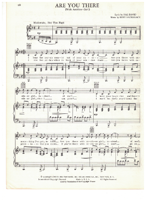 Picture of Are You There (With Another Girl), Hal David & Burt Bacharach, recorded by Dionne Warwick, sheet music